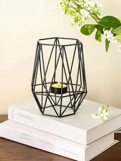 Photophore hexagonal ajouré en métal Photophore-bougeoir