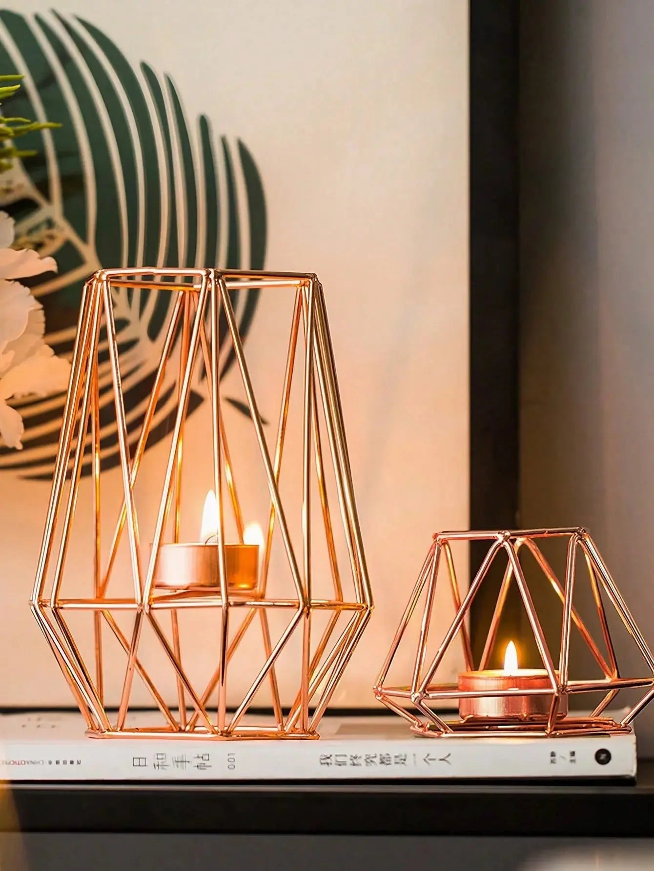 Photophore hexagonal ajouré en métal Photophore-bougeoir