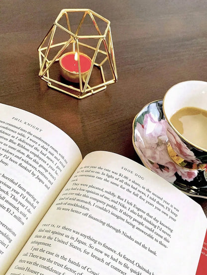 Photophore hexagonal ajouré en métal Photophore-bougeoir