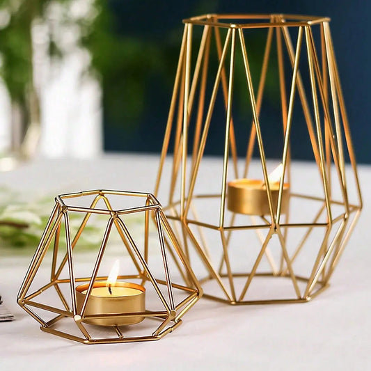 Photophore hexagonal ajouré en métal Photophore-bougeoir